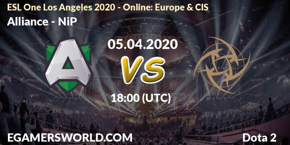 Alliance vs NiP: Match Prediction. 05.04.2020 at 18:14, Dota 2, ESL One Los Angeles 2020 - Online: Europe & CIS