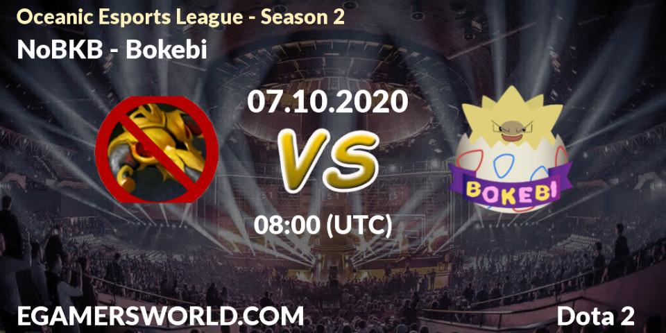 NoBKB vs Bokebi: Match Prediction. 07.10.2020 at 08:00, Dota 2, Oceanic Esports League - Season 2
