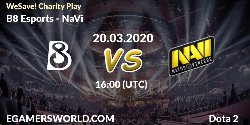 B8 Esports vs NaVi: Match Prediction. 20.03.2020 at 16:10, Dota 2, WeSave! Charity Play