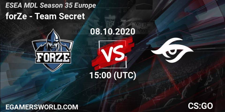 forZe vs Team Secret: Match Prediction. 08.10.2020 at 15:00, Counter-Strike (CS2), ESEA MDL Season 35 Europe