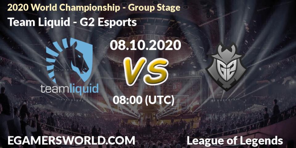 Team Liquid vs G2 Esports: Match Prediction. 08.10.20, LoL, 2020 World Championship - Group Stage