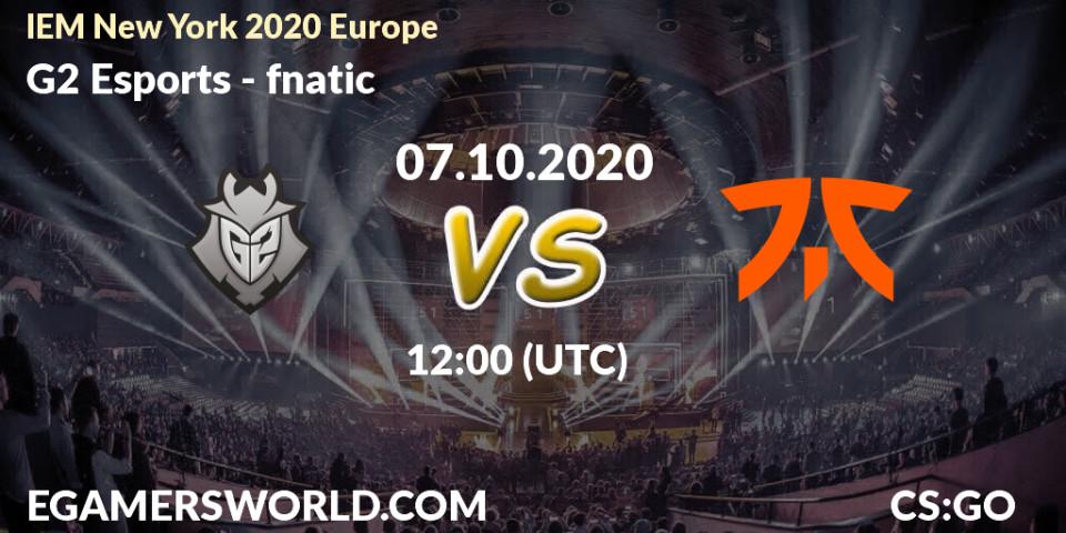 G2 Esports vs fnatic: Match Prediction. 07.10.20, CS2 (CS:GO), IEM New York 2020 Europe