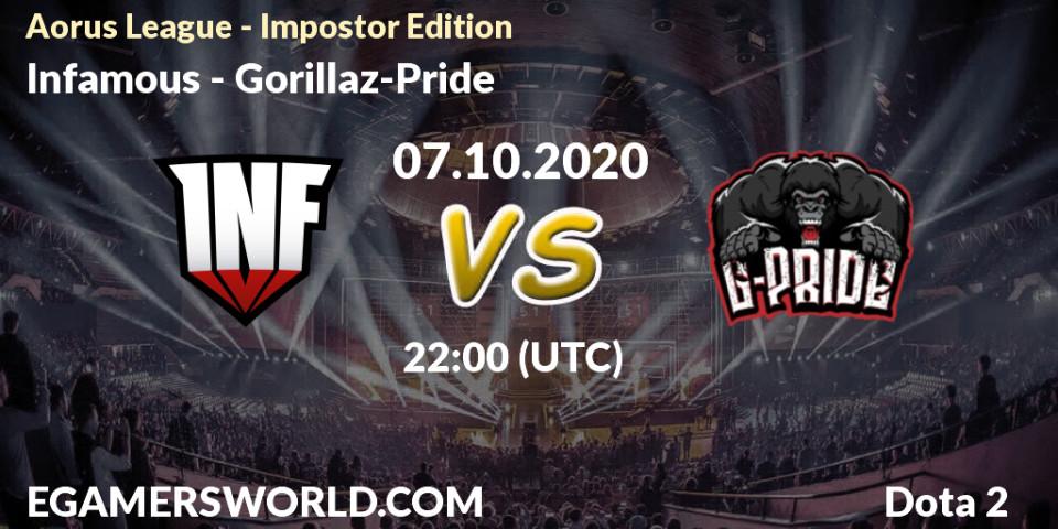 Infamous vs Gorillaz-Pride: Match Prediction. 07.10.20, Dota 2, Aorus League - Impostor Edition