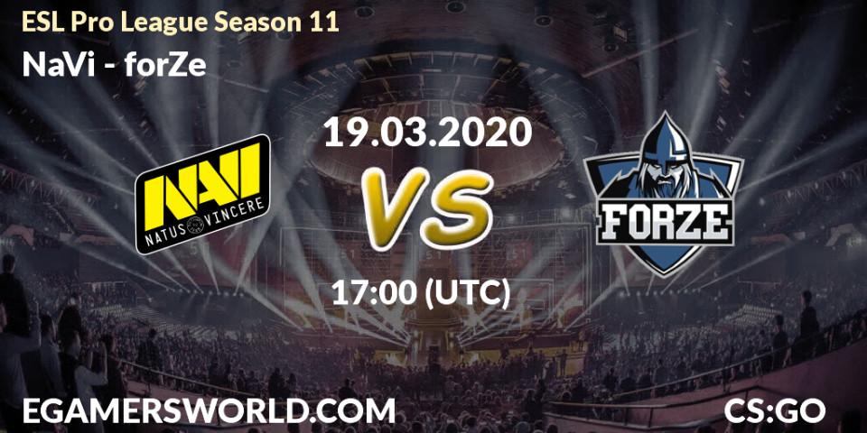 NaVi vs forZe: Match Prediction. 21.03.2020 at 17:25, Counter-Strike (CS2), ESL Pro League Season 11: Europe
