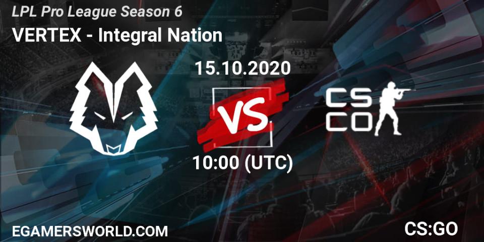 VERTEX vs Integral Nation: Match Prediction. 15.10.2020 at 10:15, Counter-Strike (CS2), LPL Pro League Season 6