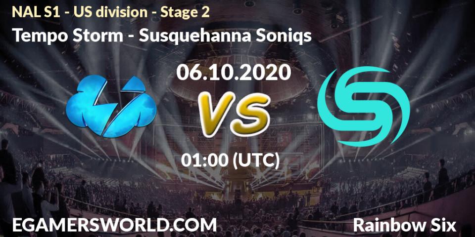 Tempo Storm vs Susquehanna Soniqs: Match Prediction. 06.10.2020 at 01:00, Rainbow Six, NAL S1 - US division - Stage 2