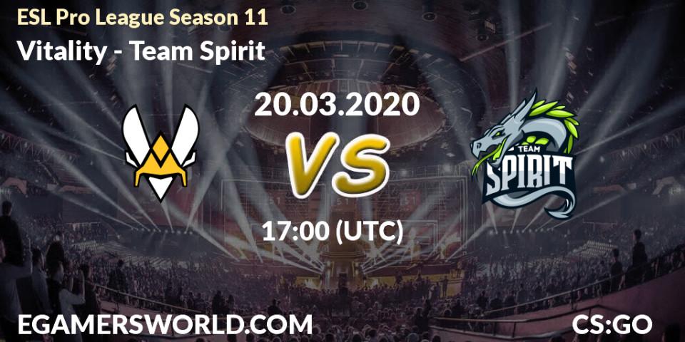 Vitality vs Team Spirit: Match Prediction. 20.03.20, CS2 (CS:GO), ESL Pro League Season 11: Europe
