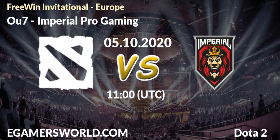 Ou7 vs Imperial Pro Gaming: Match Prediction. 05.10.2020 at 11:15, Dota 2, FreeWin Invitational - Europe