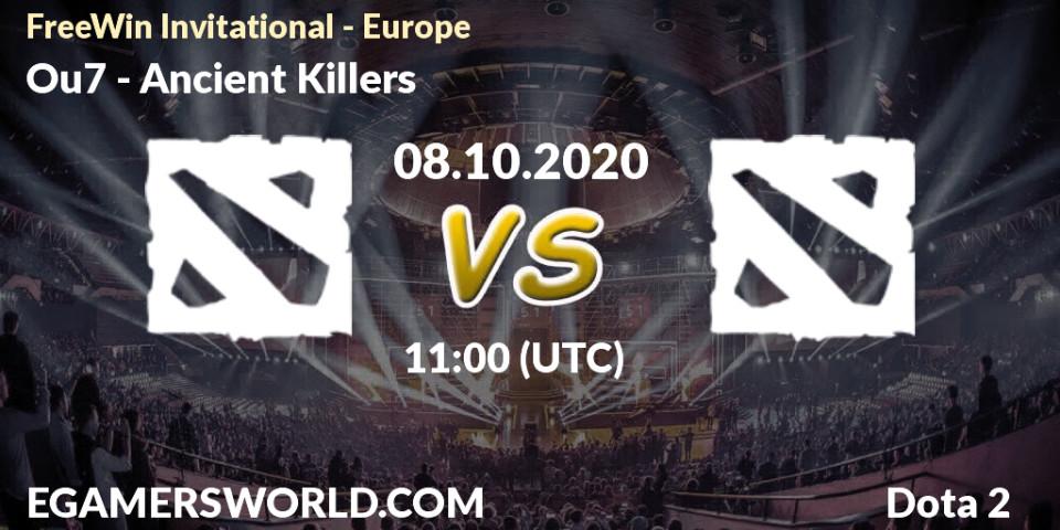 Ou7 vs Ancient Killers: Match Prediction. 08.10.2020 at 11:23, Dota 2, FreeWin Invitational - Europe