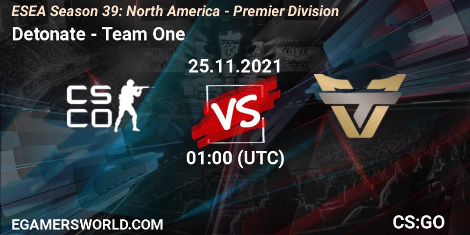 Detonate vs Team One: Match Prediction. 08.12.21, CS2 (CS:GO), ESEA Season 39: North America - Premier Division