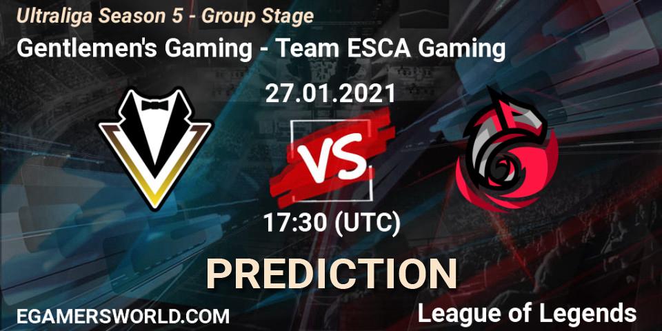 Gentlemen's Gaming vs Team ESCA Gaming: Match Prediction. 27.01.2021 at 17:30, LoL, Ultraliga Season 5 - Group Stage