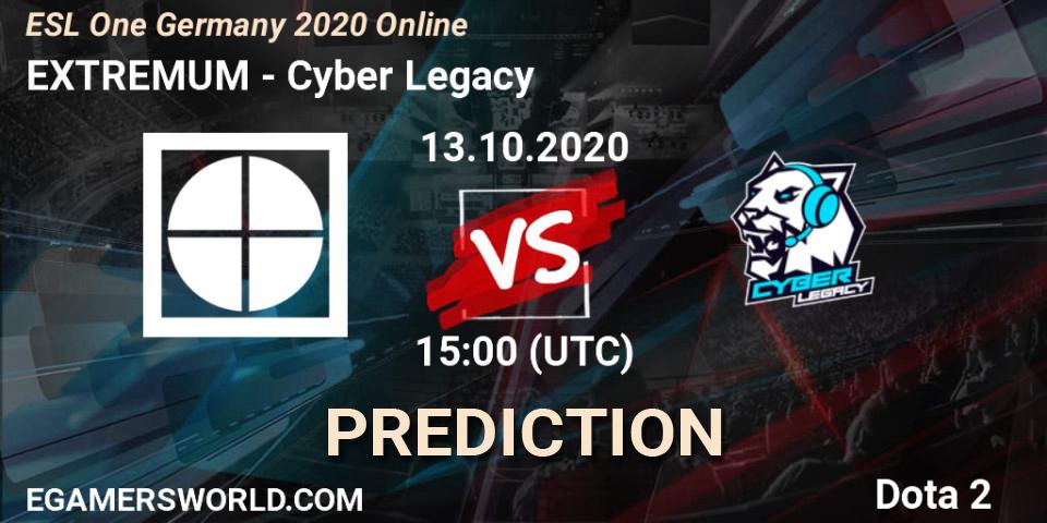 EXTREMUM vs Cyber Legacy: Match Prediction. 13.10.2020 at 15:01, Dota 2, ESL One Germany 2020 Online