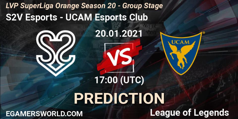 S2V Esports vs UCAM Esports Club: Match Prediction. 20.01.21, LoL, LVP SuperLiga Orange Season 20 - Group Stage