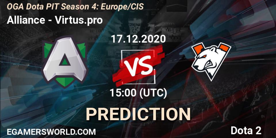 Alliance vs Virtus.pro: Match Prediction. 17.12.2020 at 14:25, Dota 2, OGA Dota PIT Season 4: Europe/CIS