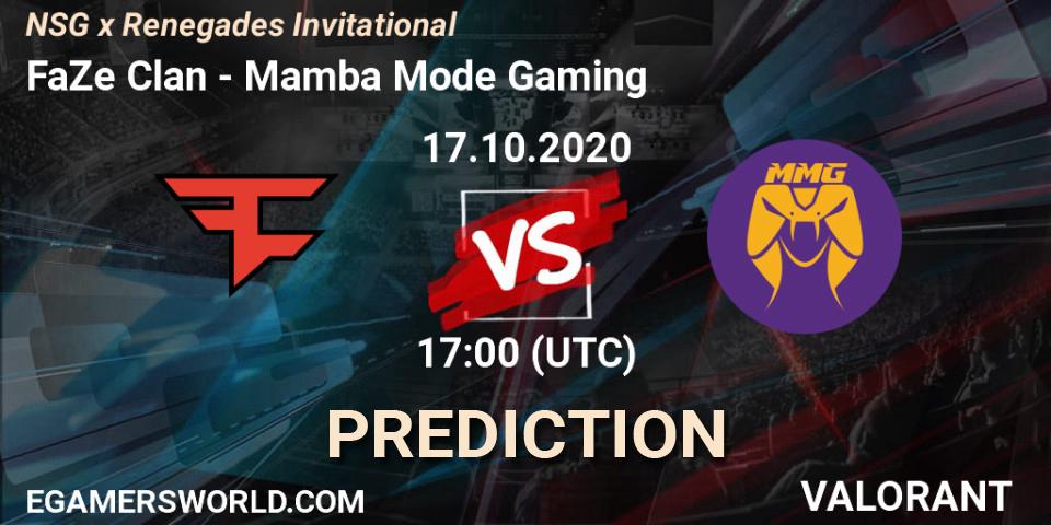 FaZe Clan vs Mamba Mode Gaming: Match Prediction. 17.10.2020 at 17:00, VALORANT, NSG x Renegades Invitational