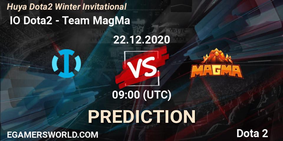  IO Dota2 vs Team MagMa: Match Prediction. 22.12.2020 at 09:41, Dota 2, Huya Dota2 Winter Invitational