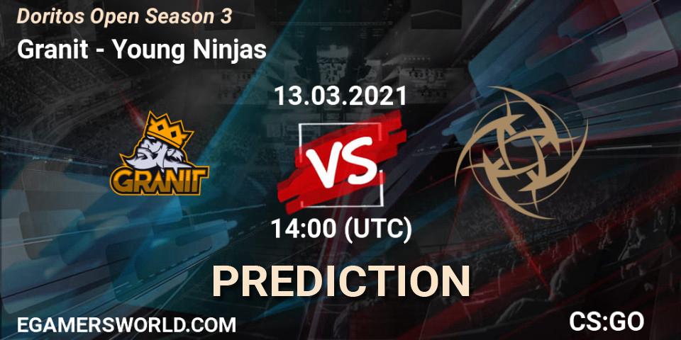 Granit vs Young Ninjas: Match Prediction. 13.03.2021 at 14:05, Counter-Strike (CS2), Doritos CS:GO Open Season 3