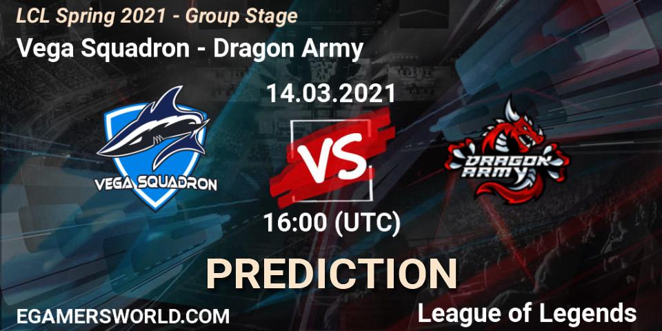 Vega Squadron vs Dragon Army: Match Prediction. 14.03.2021 at 16:00, LoL, LCL Spring 2021 - Group Stage