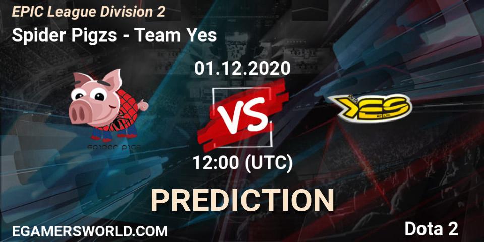 Spider Pigzs vs Team Yes: Match Prediction. 01.12.20, Dota 2, EPIC League Division 2