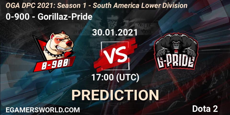 0-900 vs Gorillaz-Pride: Match Prediction. 30.01.21, Dota 2, OGA DPC 2021: Season 1 - South America Lower Division