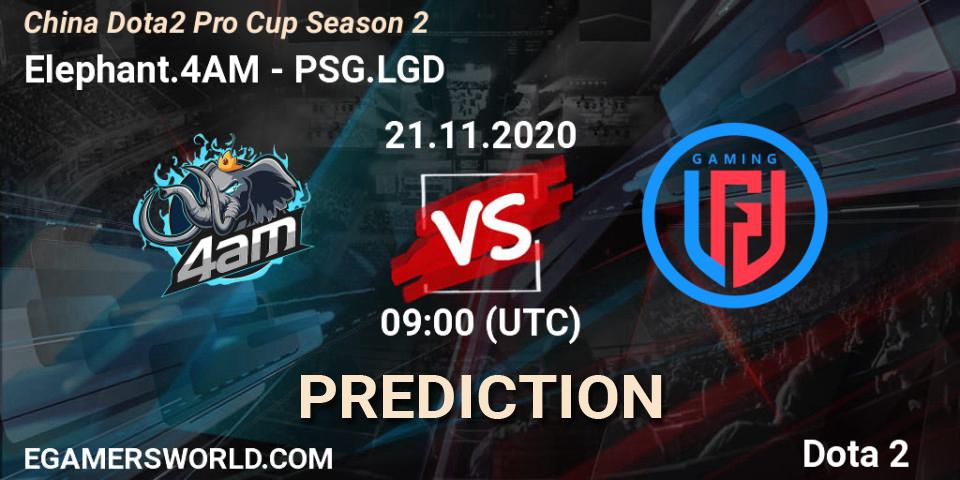 Elephant.4AM vs PSG.LGD: Match Prediction. 21.11.2020 at 08:38, Dota 2, China Dota2 Pro Cup Season 2
