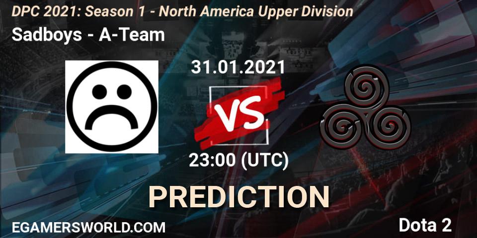 Sadboys vs A-Team: Match Prediction. 31.01.2021 at 22:59, Dota 2, DPC 2021: Season 1 - North America Upper Division