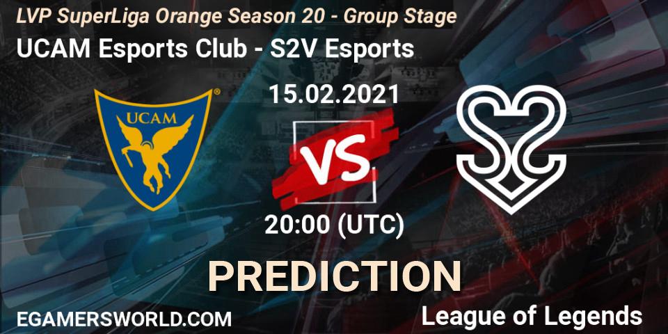 UCAM Esports Club vs S2V Esports: Match Prediction. 15.02.2021 at 20:15, LoL, LVP SuperLiga Orange Season 20 - Group Stage