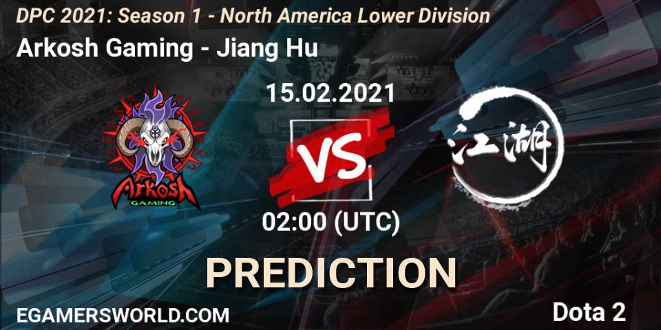 Arkosh Gaming vs Jiang Hu: Match Prediction. 15.02.2021 at 02:00, Dota 2, DPC 2021: Season 1 - North America Lower Division
