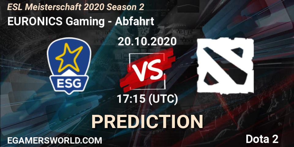 EURONICS Gaming vs Abfahrt: Match Prediction. 20.10.2020 at 17:19, Dota 2, ESL Meisterschaft 2020 Season 2