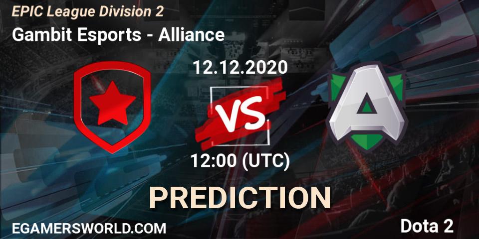 Gambit Esports vs Alliance: Match Prediction. 12.12.20, Dota 2, EPIC League Division 2