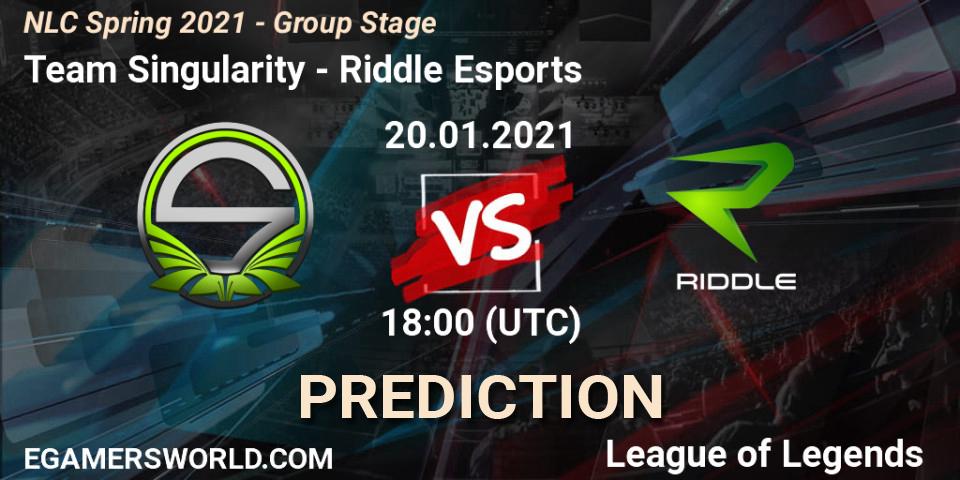Team Singularity vs Riddle Esports: Match Prediction. 20.01.2021 at 18:00, LoL, NLC Spring 2021 - Group Stage