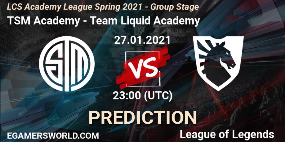 TSM Academy vs Team Liquid Academy: Match Prediction. 27.01.2021 at 23:00, LoL, LCS Academy League Spring 2021 - Group Stage