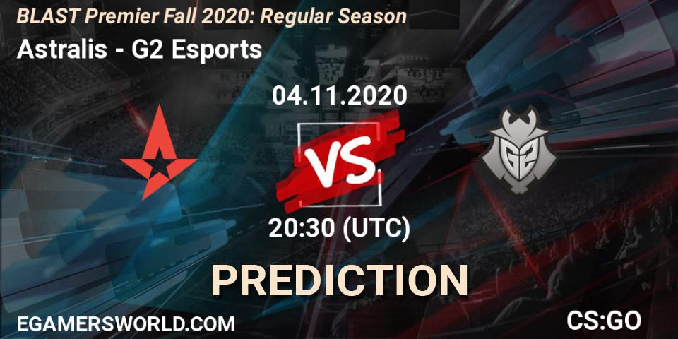 Astralis vs G2 Esports: Match Prediction. 04.11.2020 at 20:30, Counter-Strike (CS2), BLAST Premier Fall 2020: Regular Season