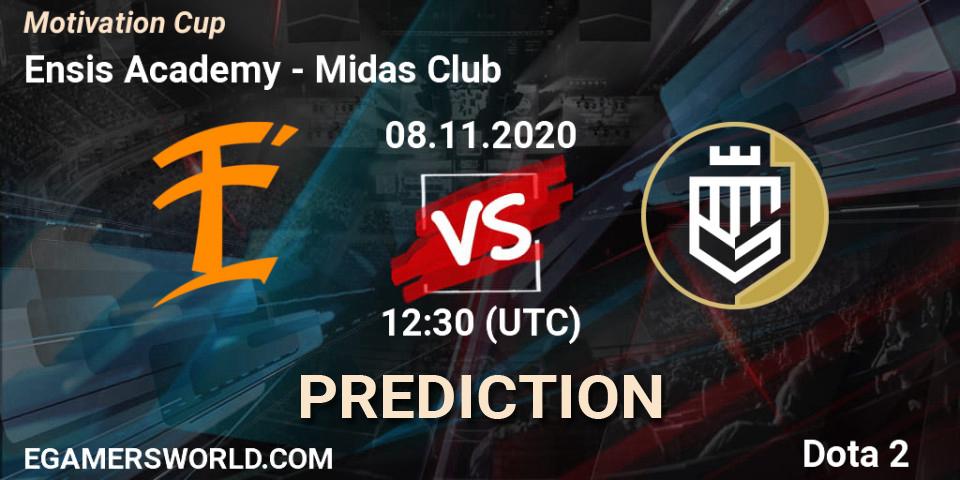 Ensis Academy vs Midas Club: Match Prediction. 08.11.2020 at 13:15, Dota 2, Motivation Cup