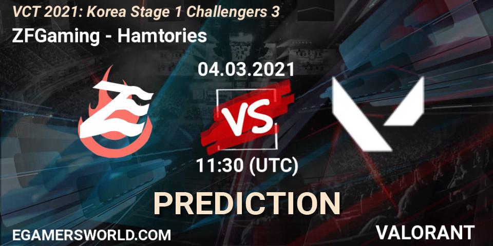 ZFGaming vs Hamtories: Match Prediction. 04.03.2021 at 11:30, VALORANT, VCT 2021: Korea Stage 1 Challengers 3