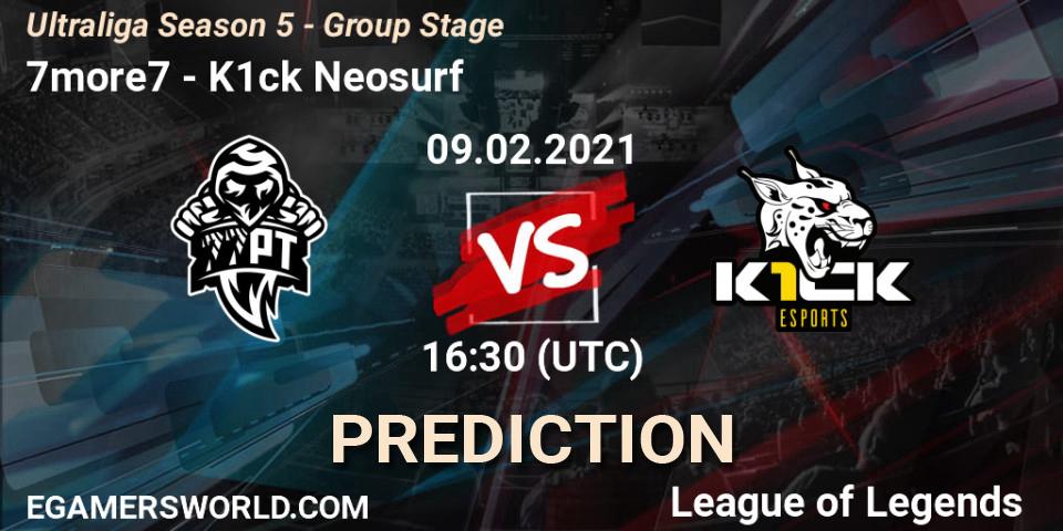 7more7 vs K1ck Neosurf: Match Prediction. 09.02.2021 at 16:30, LoL, Ultraliga Season 5 - Group Stage