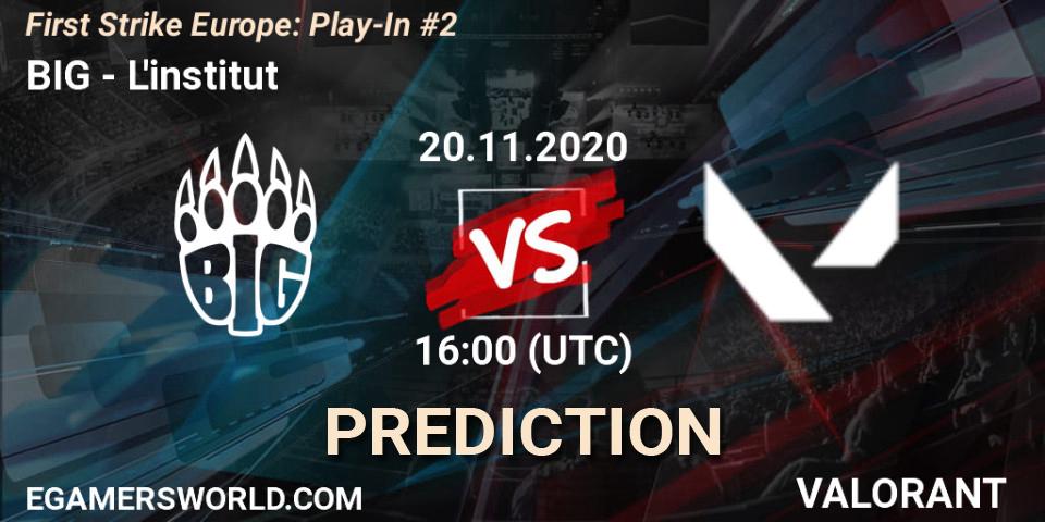 BIG vs L'institut: Match Prediction. 20.11.2020 at 16:00, VALORANT, First Strike Europe: Play-In #2