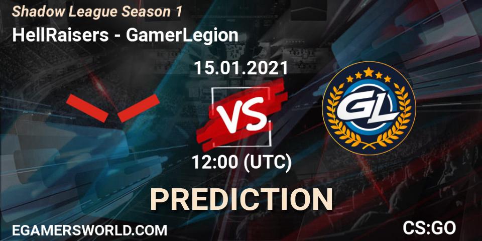 HellRaisers vs GamerLegion: Match Prediction. 15.01.2021 at 13:00, Counter-Strike (CS2), Shadow League Season 1