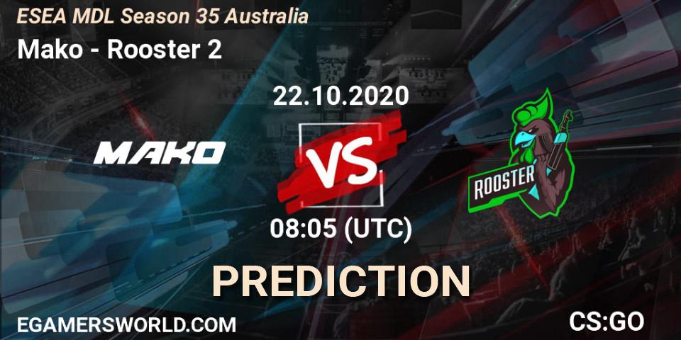 Mako vs Rooster 2: Match Prediction. 26.10.2020 at 08:05, Counter-Strike (CS2), ESEA MDL Season 35 Australia