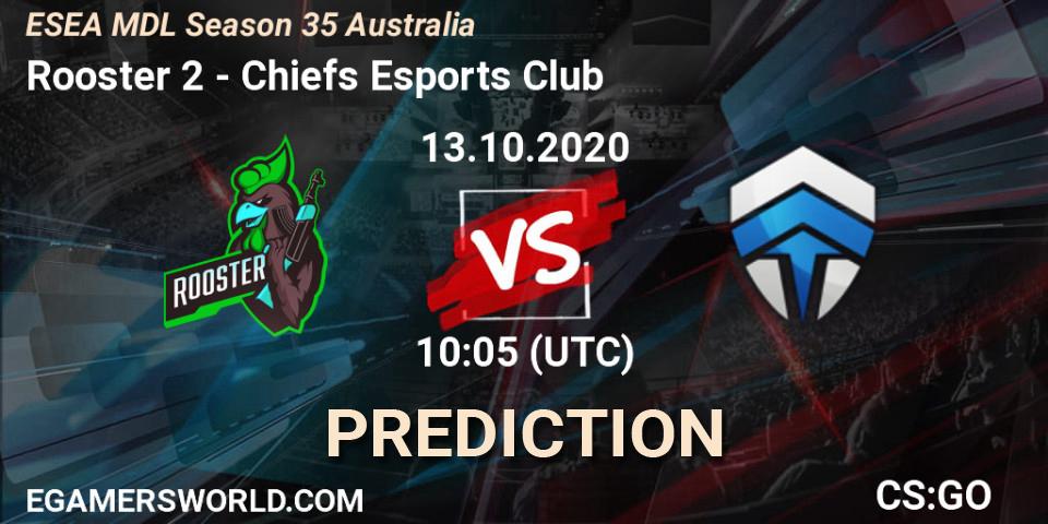 Rooster 2 vs Chiefs Esports Club: Match Prediction. 14.10.2020 at 09:05, Counter-Strike (CS2), ESEA MDL Season 35 Australia