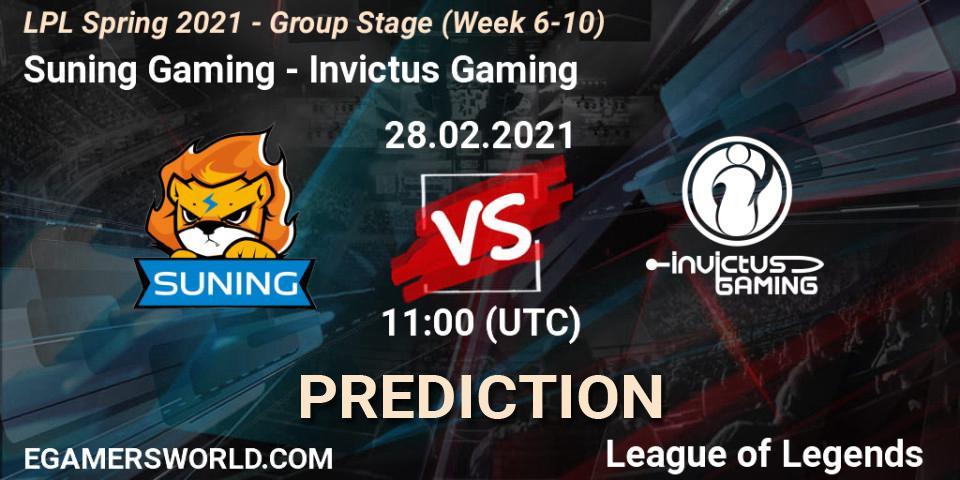 Suning Gaming vs Invictus Gaming: Match Prediction. 28.02.21, LoL, LPL Spring 2021 - Group Stage (Week 6-10)