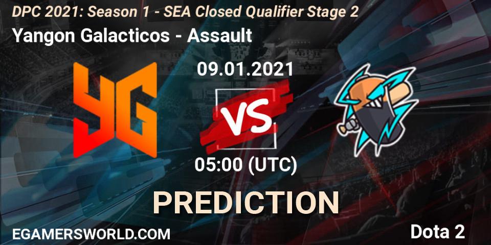 Yangon Galacticos vs Assault: Match Prediction. 09.01.2021 at 05:00, Dota 2, DPC 2021: Season 1 - SEA Closed Qualifier Stage 2