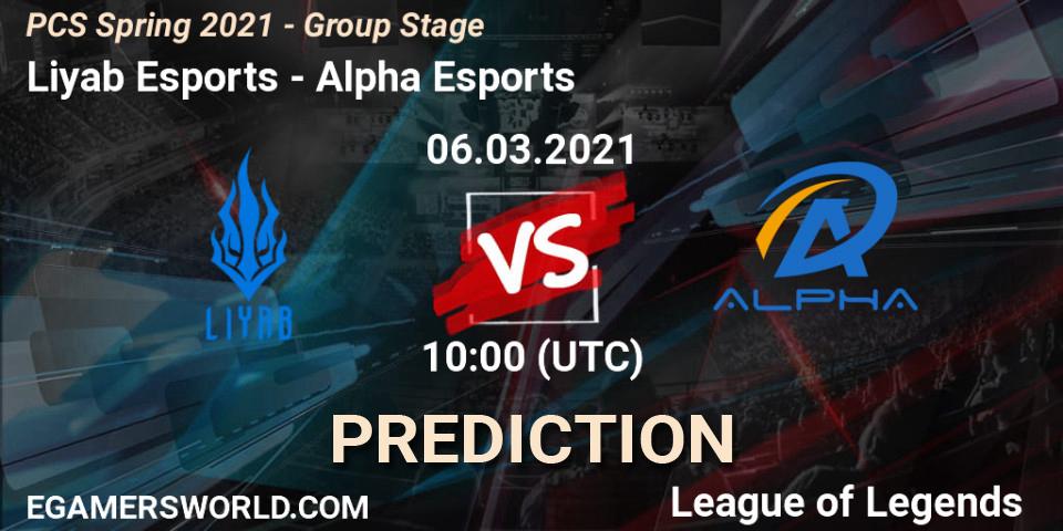 Liyab Esports vs Alpha Esports: Match Prediction. 06.03.2021 at 10:00, LoL, PCS Spring 2021 - Group Stage