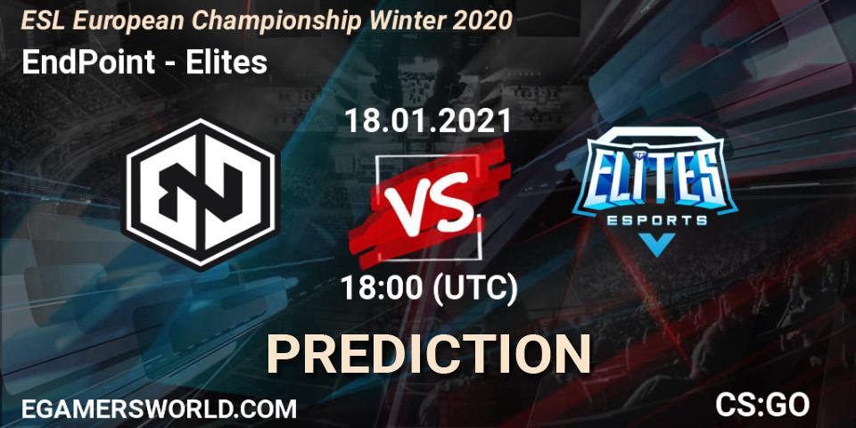 EndPoint vs Elites: Match Prediction. 18.01.2021 at 18:15, Counter-Strike (CS2), ESL European Championship Winter 2020