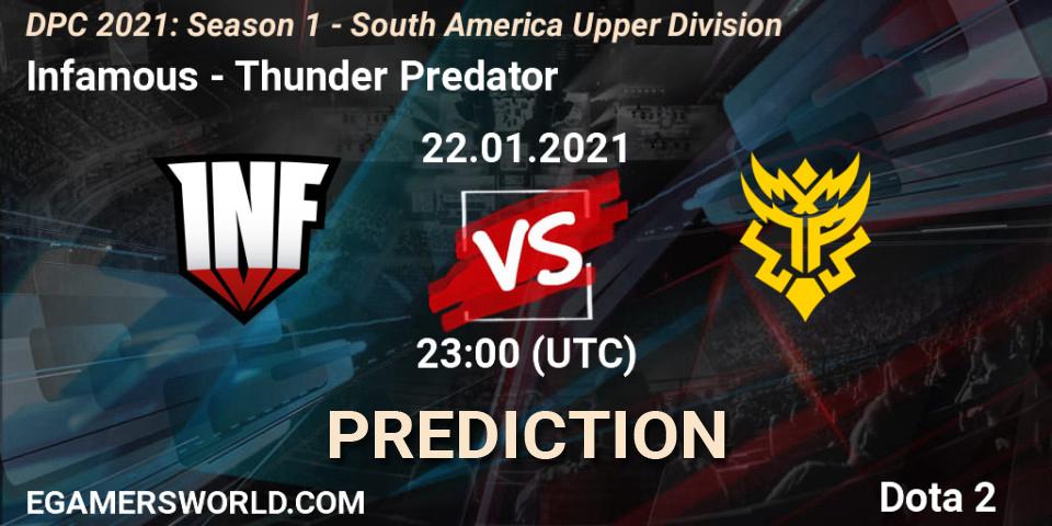 Infamous vs Thunder Predator: Match Prediction. 22.01.21, Dota 2, DPC 2021: Season 1 - South America Upper Division