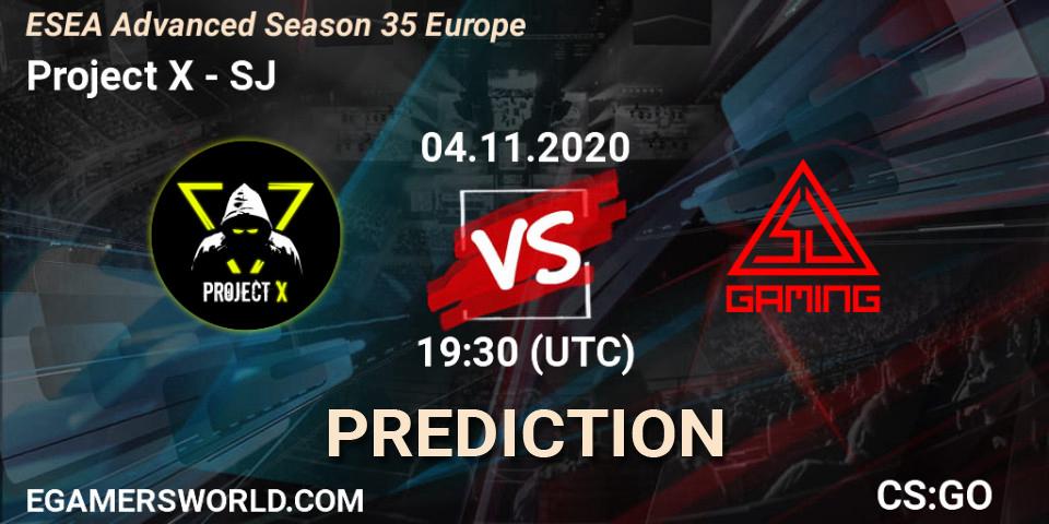 Project X vs SJ: Match Prediction. 04.11.2020 at 14:30, Counter-Strike (CS2), ESEA Advanced Season 35 Europe