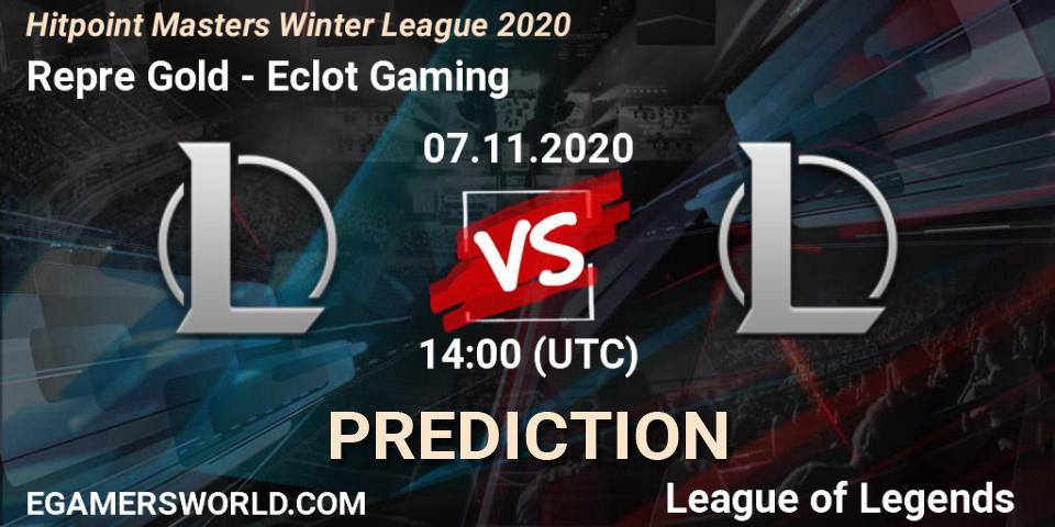 Repre Gold vs Eclot Gaming: Match Prediction. 07.11.2020 at 14:00, LoL, Hitpoint Masters Winter League 2020