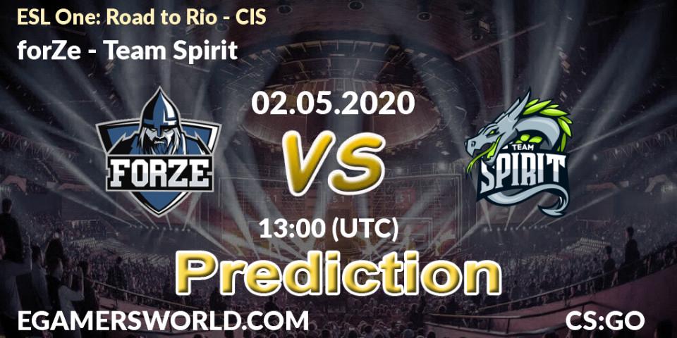 forZe vs Team Spirit: Match Prediction. 02.05.2020 at 13:00, Counter-Strike (CS2), ESL One: Road to Rio - CIS