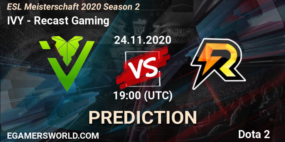 IVY vs Recast Gaming: Match Prediction. 24.11.2020 at 19:36, Dota 2, ESL Meisterschaft 2020 Season 2
