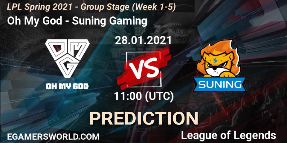 Oh My God vs Suning Gaming: Match Prediction. 28.01.2021 at 11:13, LoL, LPL Spring 2021 - Group Stage (Week 1-5)